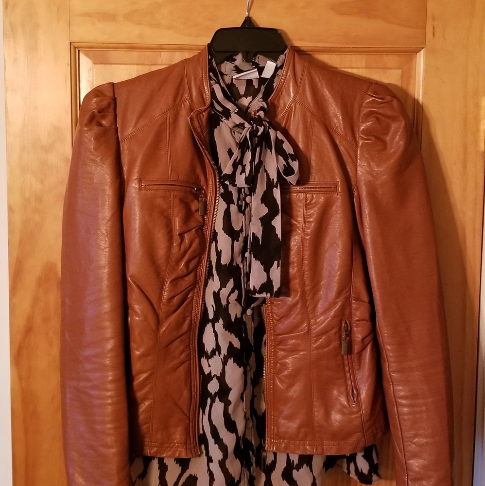 Animal Print Blouse with Necktie Accent